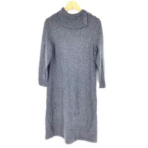 Talbots Sweater Dress Size Medium Womens Gray Donegal Speckled Cowl Neck Knit